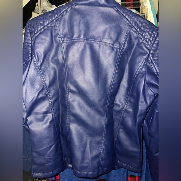 NIB Dark Blue Laced-Shoulder Moto Jacket, Size L - Picture 5 of 5